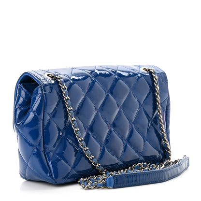 Chanel Patent Quilted Small Coco Shine Flap Blue 3 of 10