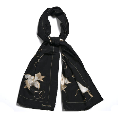 Chanel Silk Camellia Cafe Stole Black 1 of 4