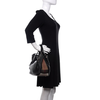 Burberry Grainy Calfskin House Check Small Maidstone Black 3 of 12