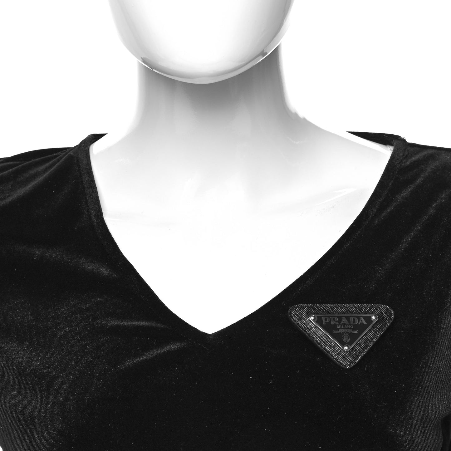 Saffiano Enamel Logo Triangle Pin Black