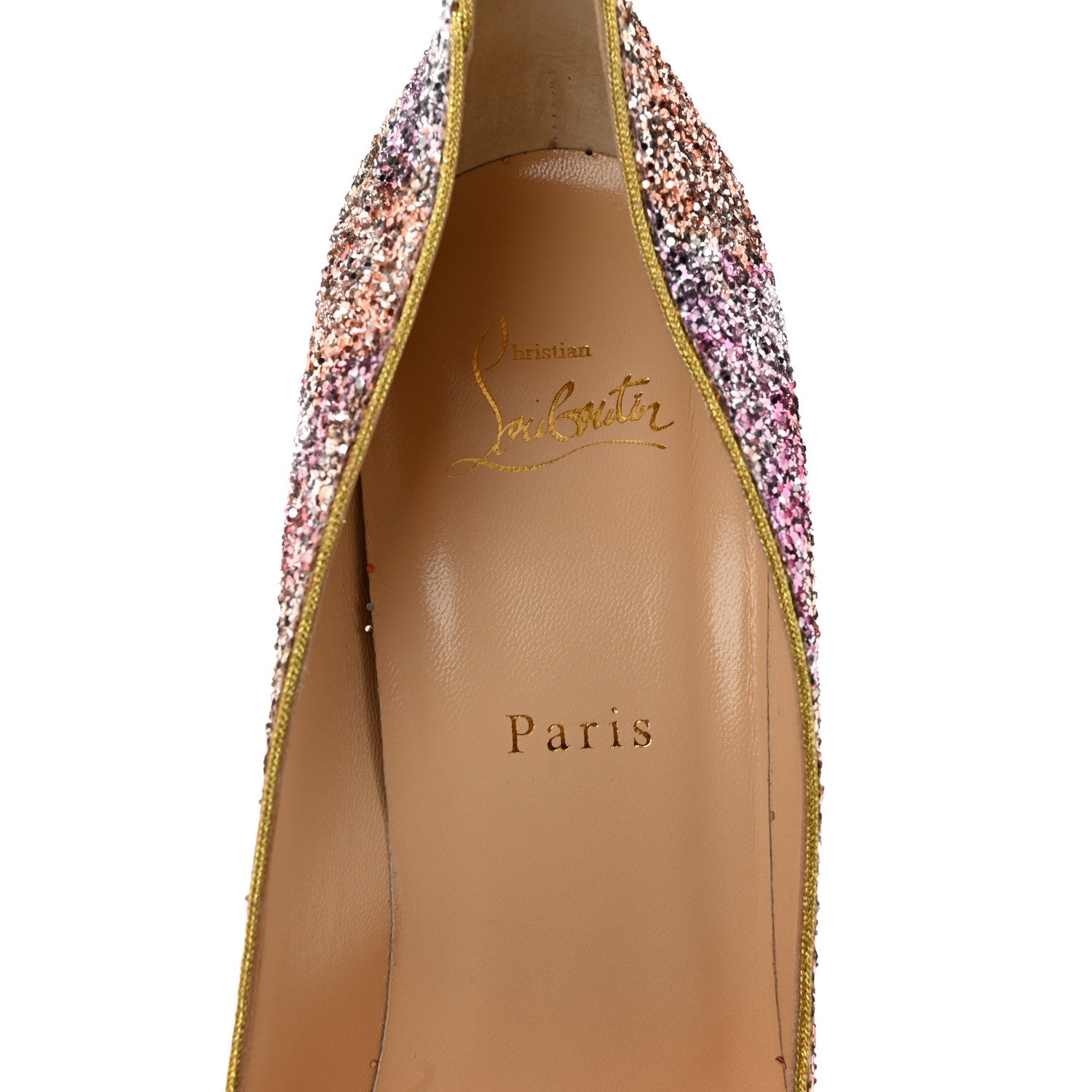 Christian Louboutin Glitter Aqua Ruban Met Pigalle Follies 100 Pumps 41 Rosette Gold 7 of 9