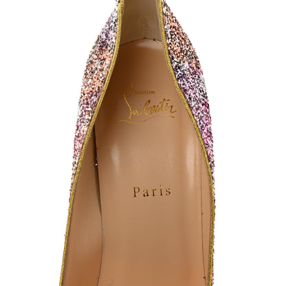 Christian Louboutin Glitter Aqua Ruban Met Pigalle Follies 100 Pumps 41 Rosette Gold 7 of 9