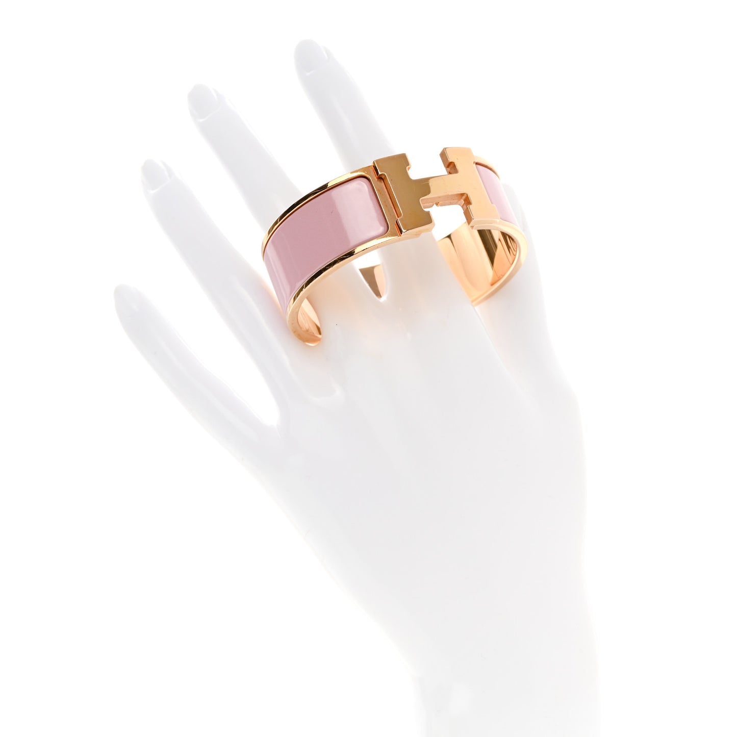 Enamel Wide Clic Clac H Bracelet PM Rose Dragee