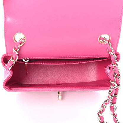 Chanel Lambskin Chevron Quilted Mini Square Flap Fuchsia 4 of 4