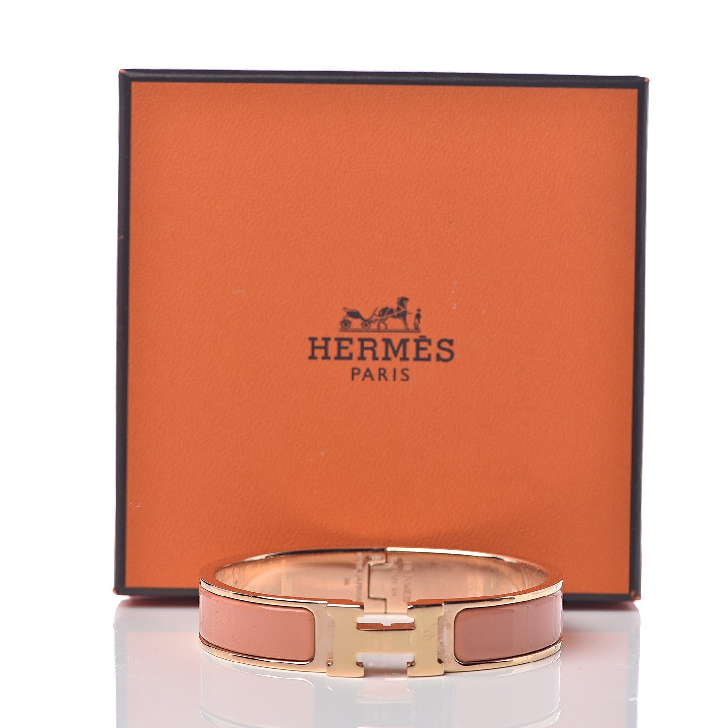 Hermes Enamel Narrow Clic Clac H Bracelet PM Peach Melba 5 of 5