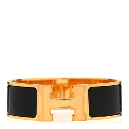 Hermes Enamel Wide Clic Clac H Bracelet GM Black 1 of 4