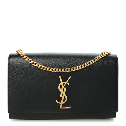 Saint Laurent Grain De Poudre Medium Classic Monogram Kate Satchel Black 1 of 8
