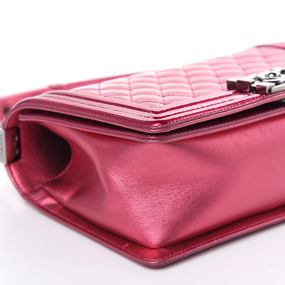 Chanel Metallic Patent Calfskin Quilted Medium Boy Flap Pink 8 of 13
