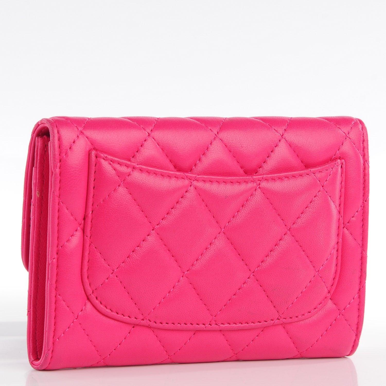 Chanel Lambskin Quilted Small Flap Wallet Dark Pink 3 of 8