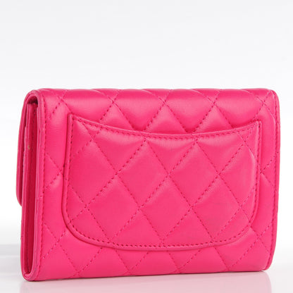 Chanel Lambskin Quilted Small Flap Wallet Dark Pink 3 of 8