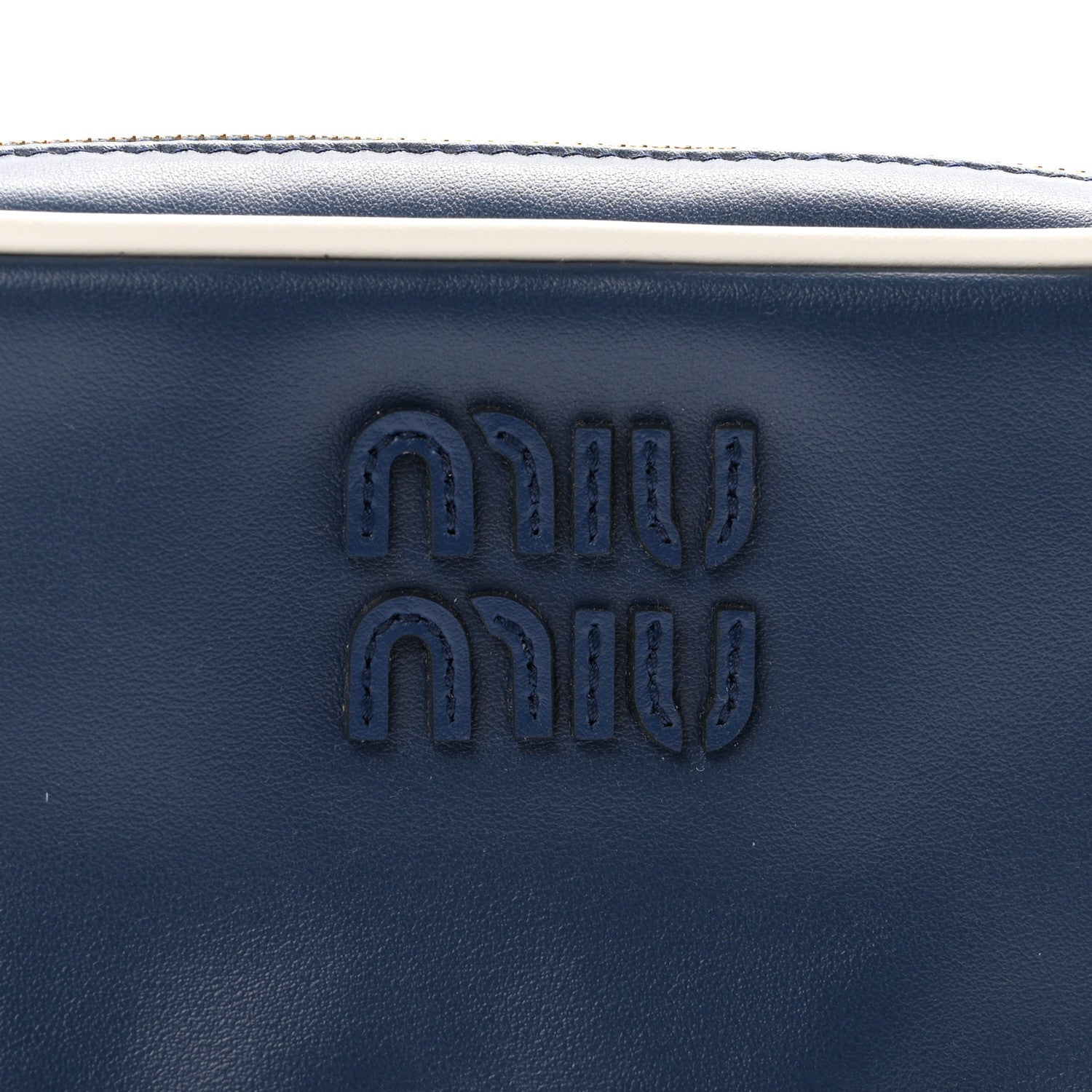 Miu Miu Calfskin Softy Mini Beau Contrast Top Handle Bag Bluette White 7 of 10