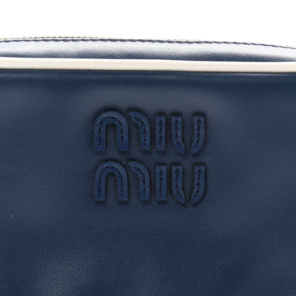 Miu Miu Calfskin Softy Mini Beau Contrast Top Handle Bag Bluette White 7 of 10