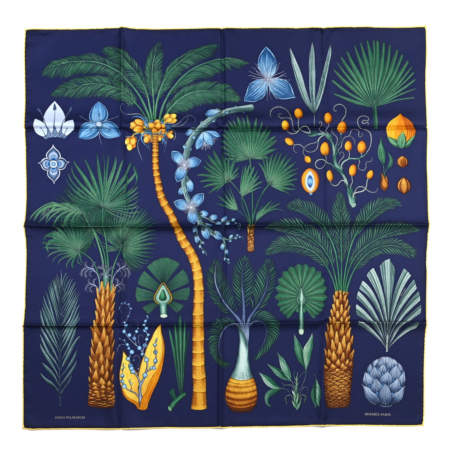 Hermes Silk Index Palmarum Scarf 90 Marine Vert Bleu 1 of 5
