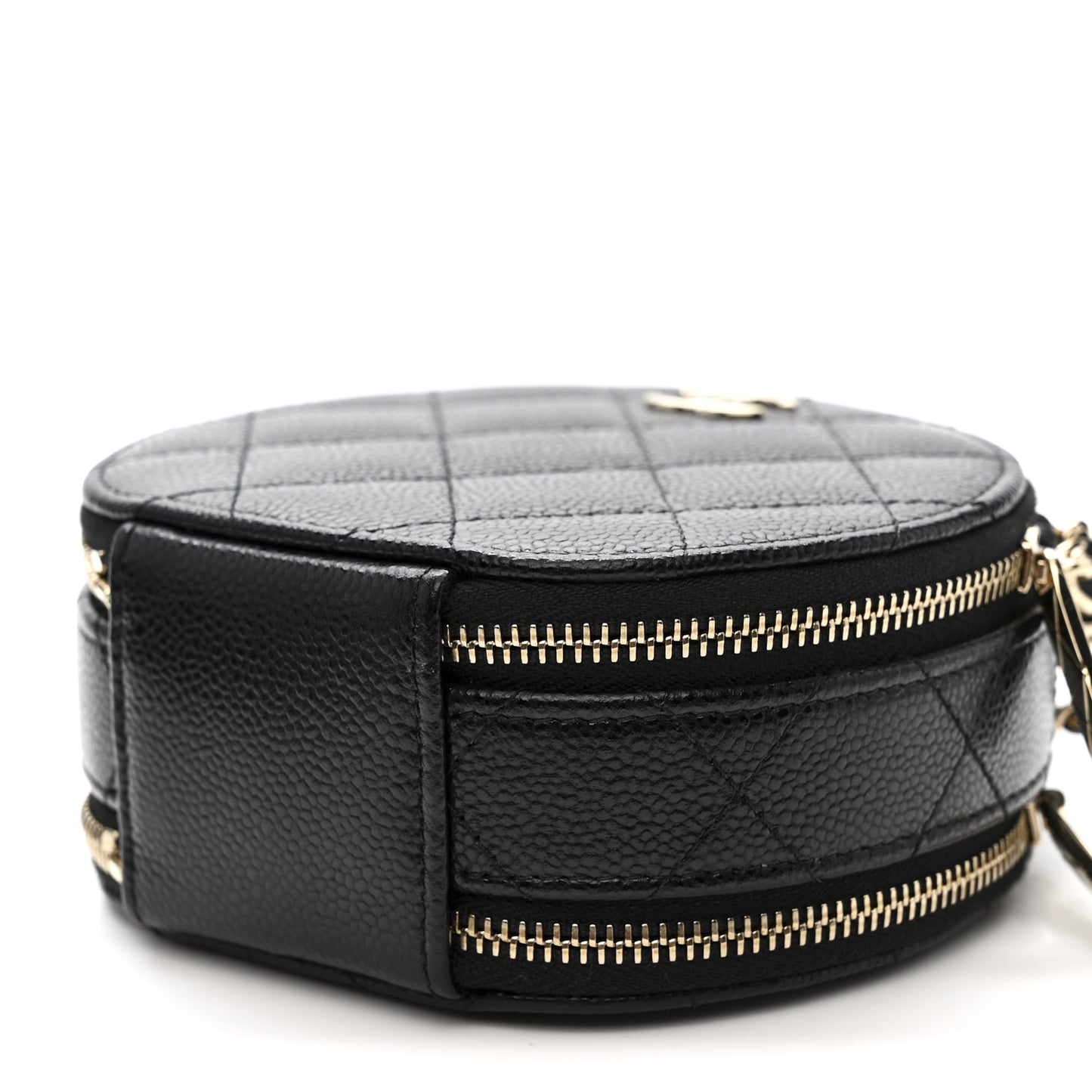 Caviar Quilted Round Handle With Care Vanity With Chain Black