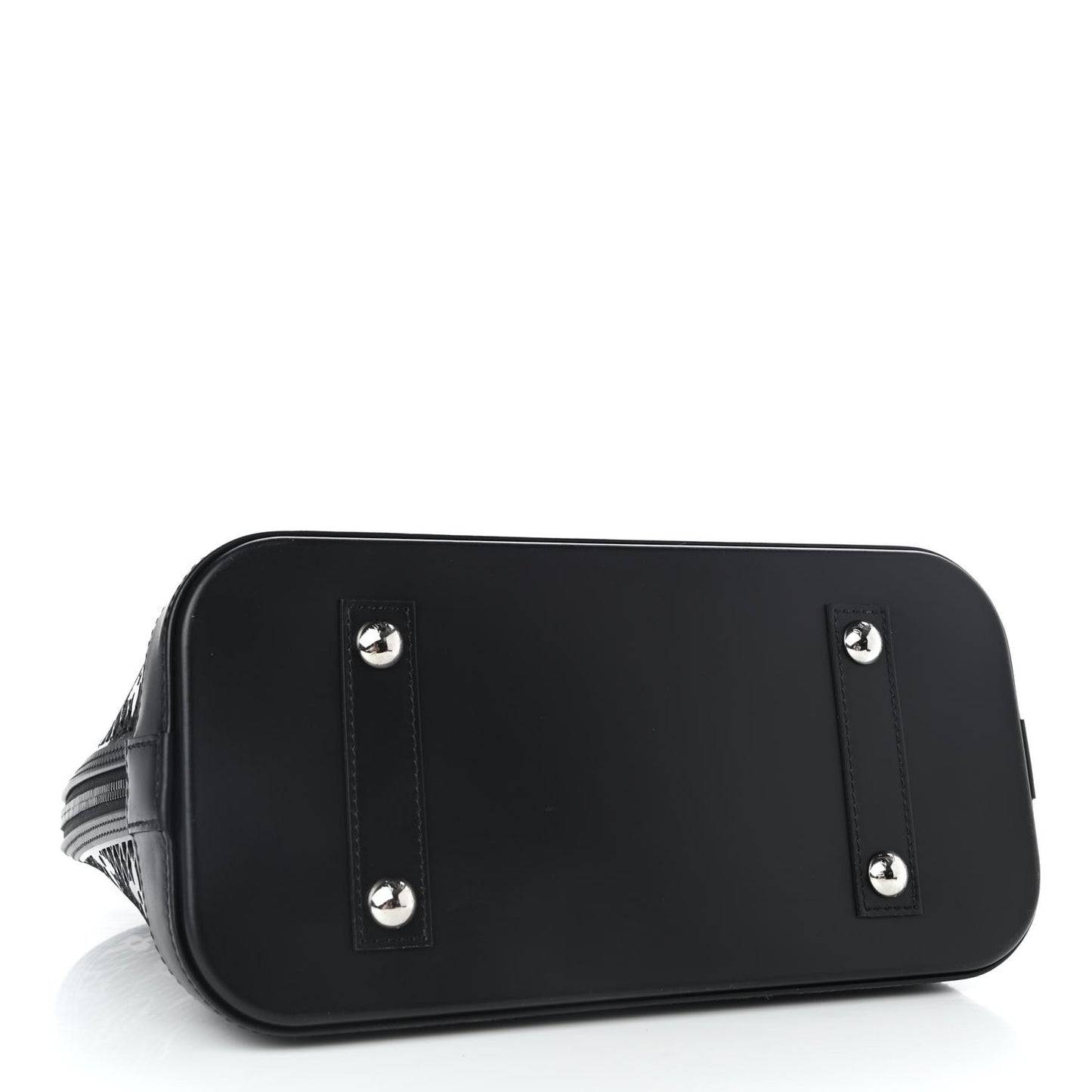 Patent Calfskin Laced Monogram Alma PM Black