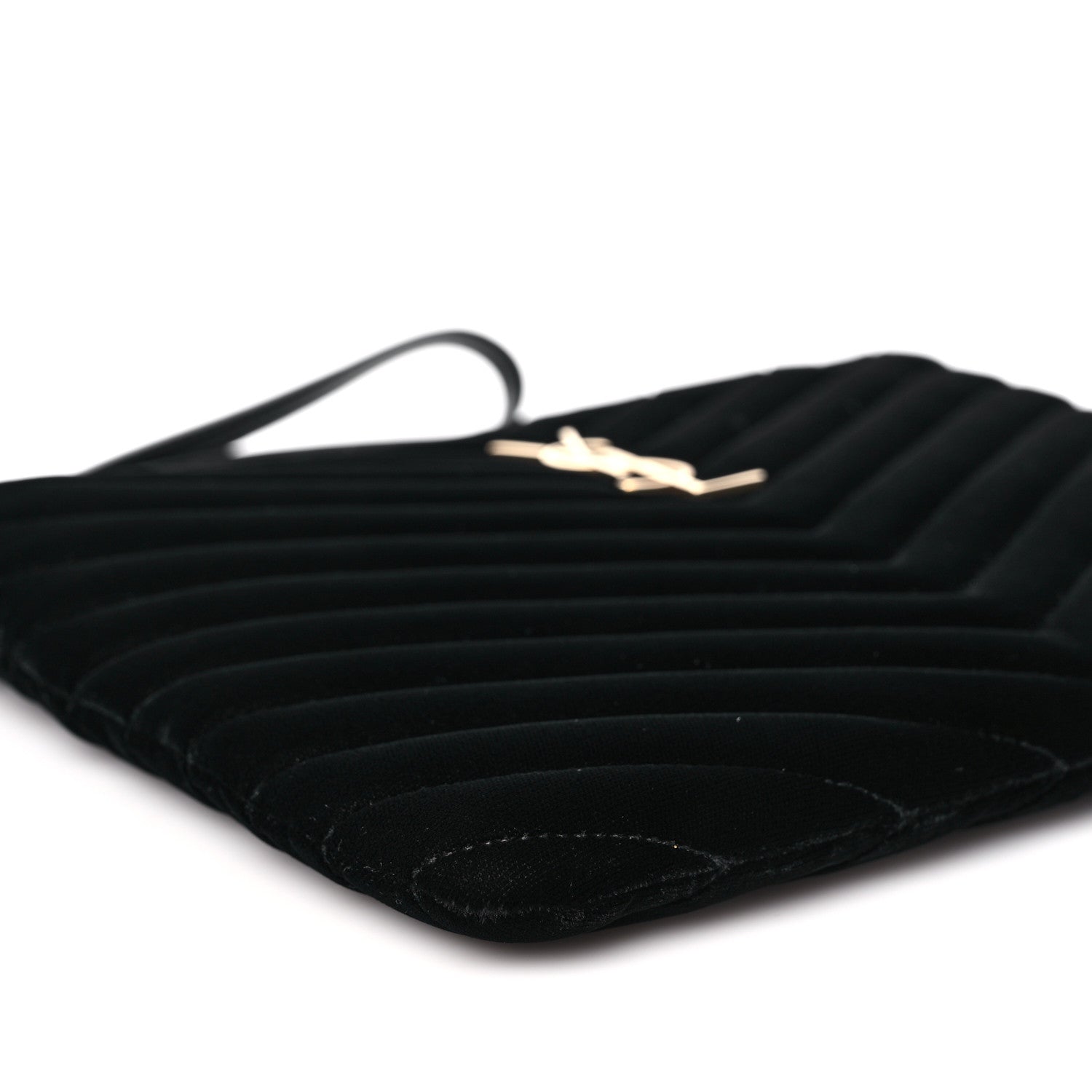 Saint Laurent Velvet Matelasse Chevron Monogram A5 Wristlet Black 9 of 11