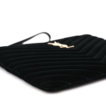 Saint Laurent Velvet Matelasse Chevron Monogram A5 Wristlet Black 9 of 11