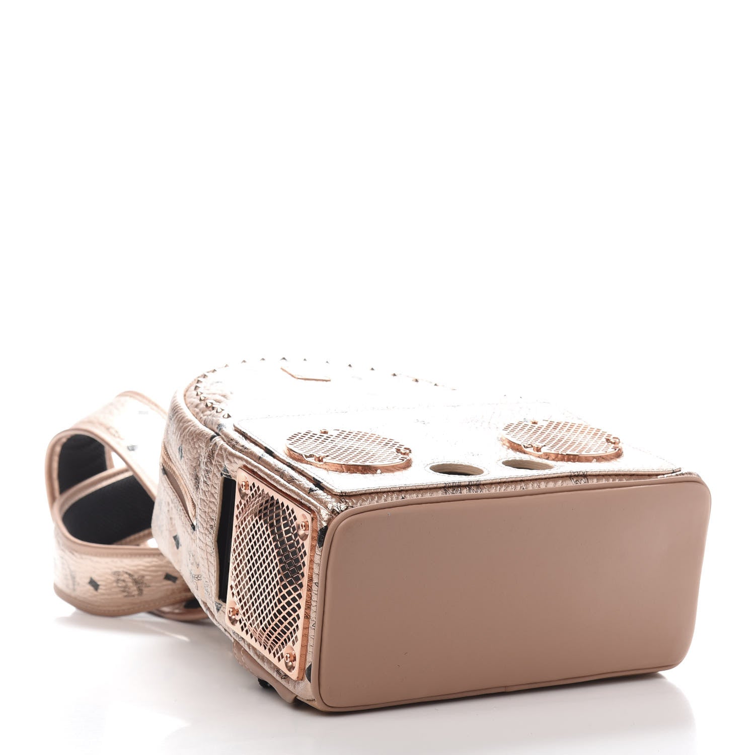 MCM Metallic X Wizpak Visetos Studded Sound System Speaker Backpack Champagne Gold 4 of 14