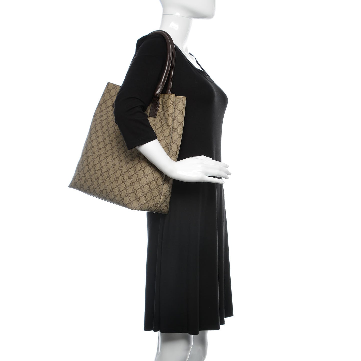 GG Plus Monogram Small Vertical Tote Dark Brown