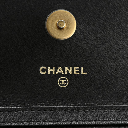 Chanel Lambskin Enamel Quilted Coco Hearts Clutch With Chain Black 6 of 12