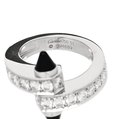 Cartier 18K White Gold Diamond Black Onyx Menotte Ring 51 5.75 4 of 4