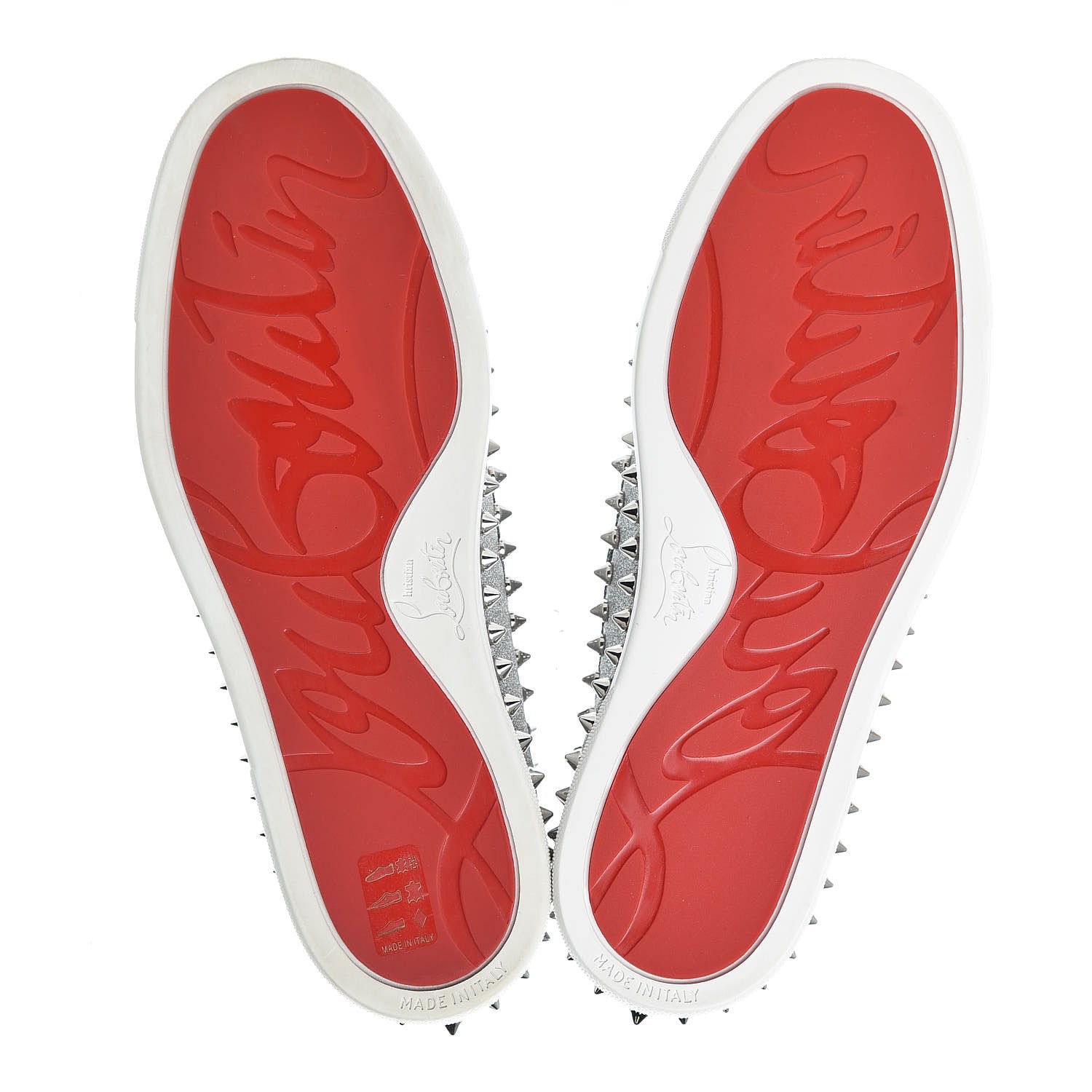 Christian Louboutin Calfskin Spikes Womens Pik Boat Glitter Sneakers 37 Silver 8 of 9