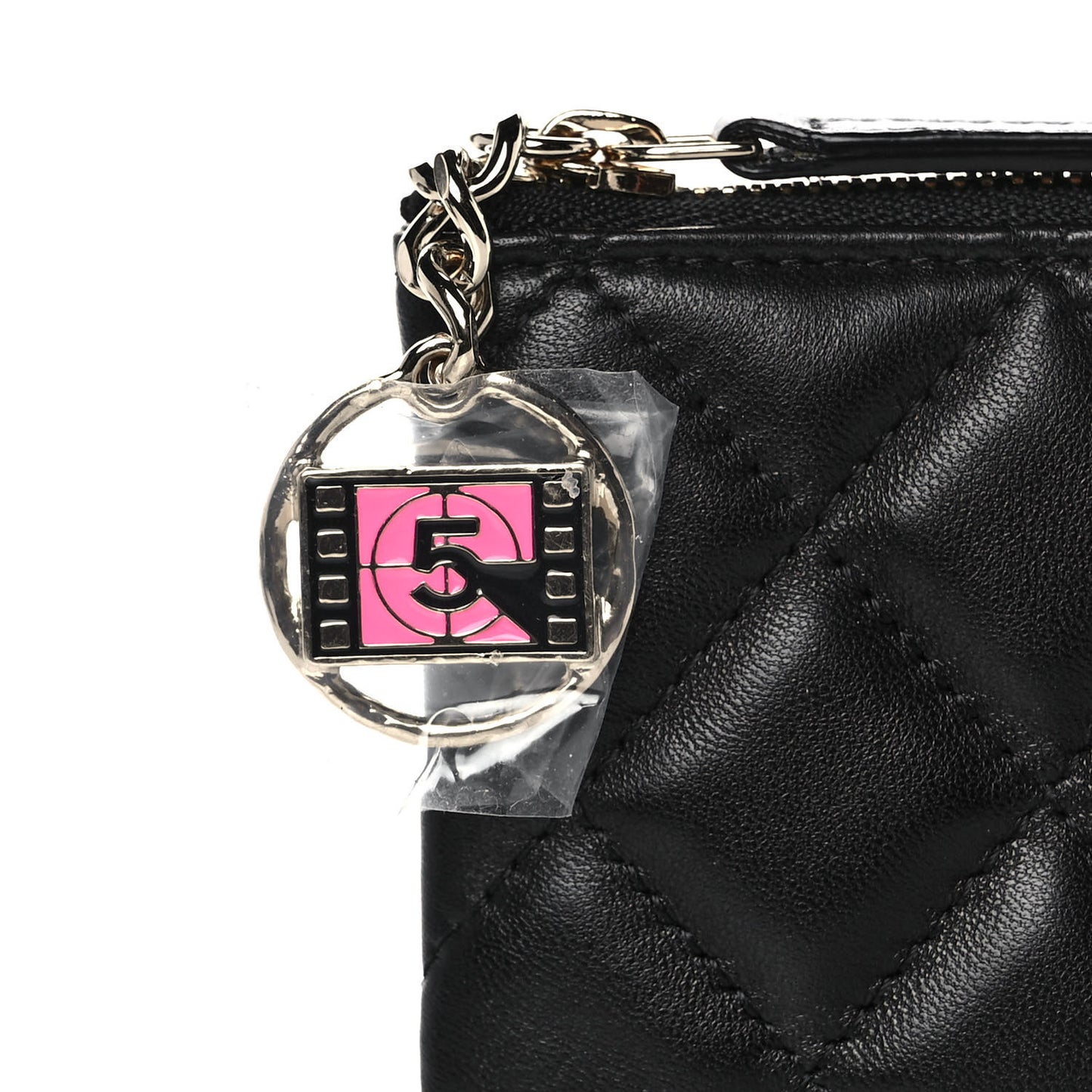 Lambskin Quilted Small No. 5 Cosmetic Case Black