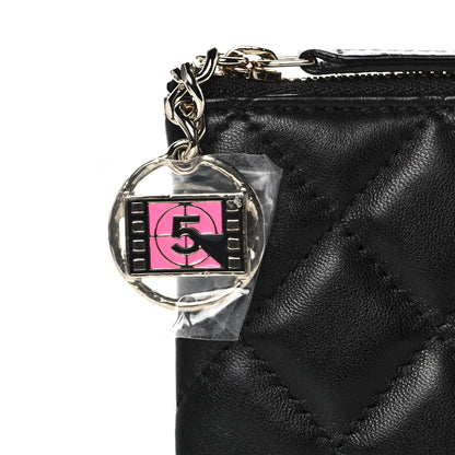 Chanel Lambskin Quilted Small No. 5 Cosmetic Case Black 10 of 11