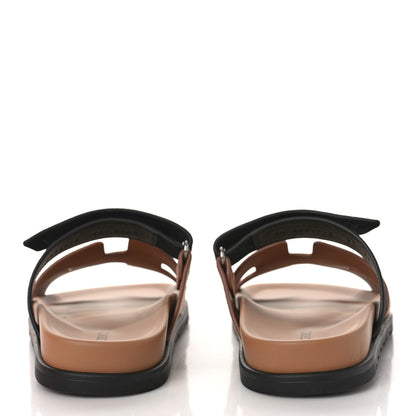 Hermes Suede Goatskin Womens Chypre Sandals 37 Rose Perle Black 5 of 10