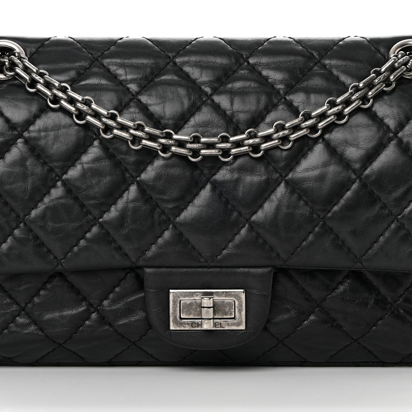 Aged Calfskin Quilted 2.55 Reissue 225 Flap Black