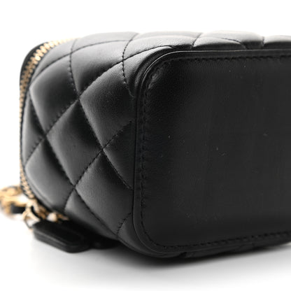 Chanel Lambskin Quilted Mini Pearl Crush Vanity Case With Chain Black 8 of 9