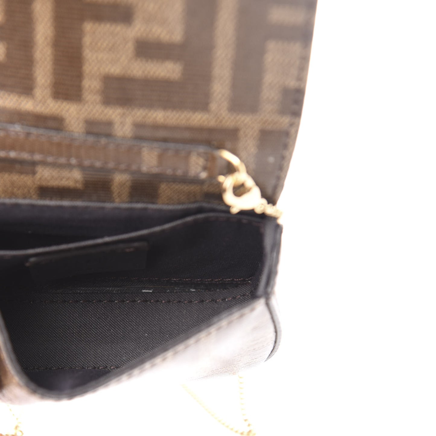 Glazed Fabric FF 1974 Nano Baguette Belt Charm Mogano Panna