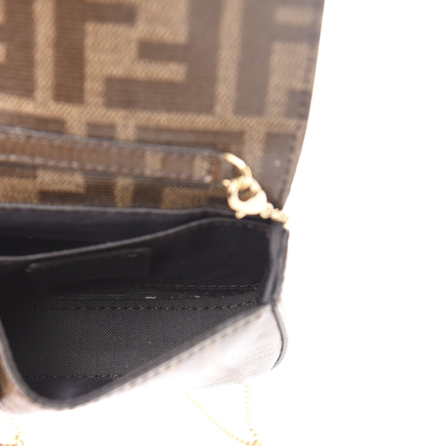 Fendi Glazed Fabric FF 1974 Nano Baguette Belt Charm Mogano Panna 5 of 10