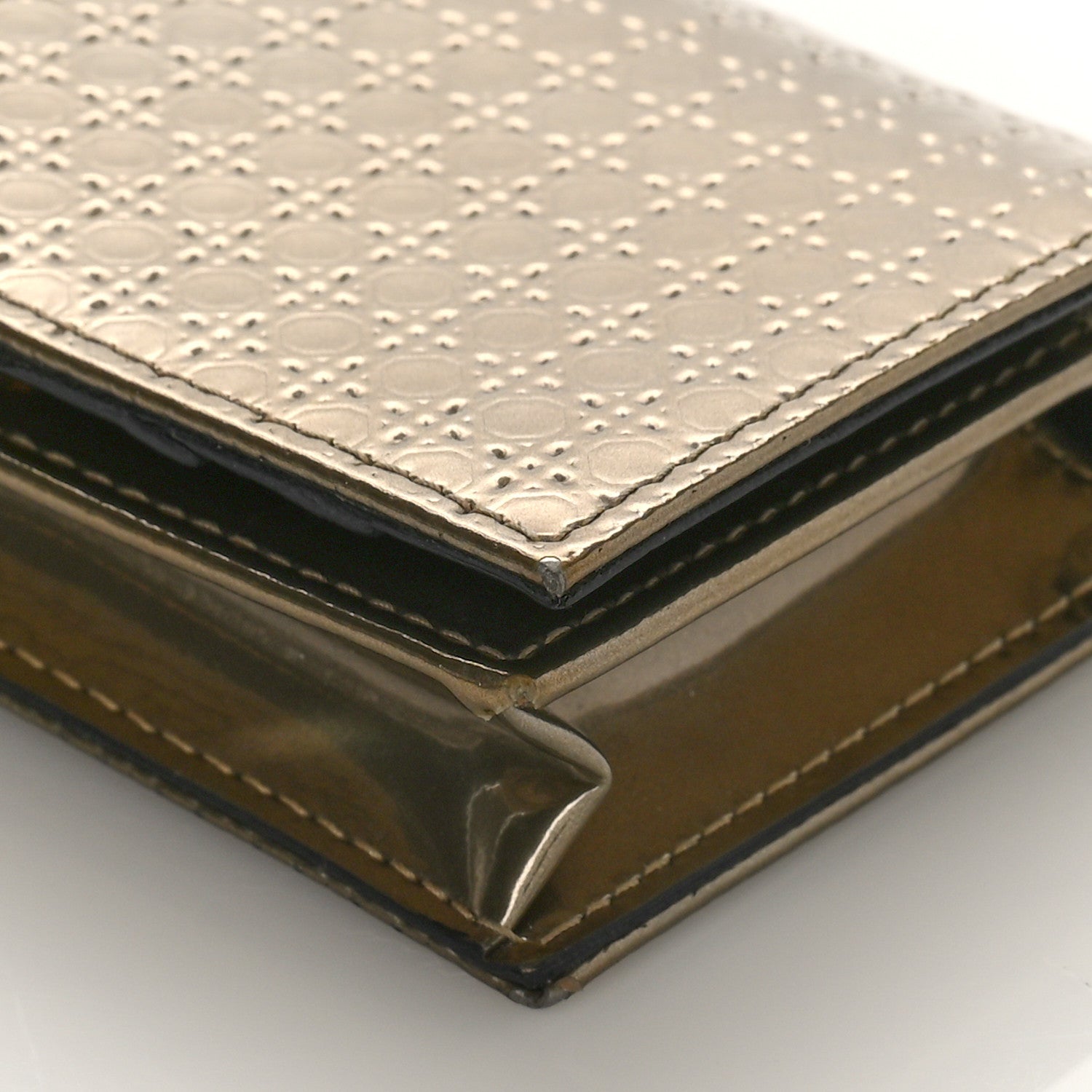 Christian Dior Metallic Patent Micro-Cannage Lady Dior Card Holder Gold 9 of 9