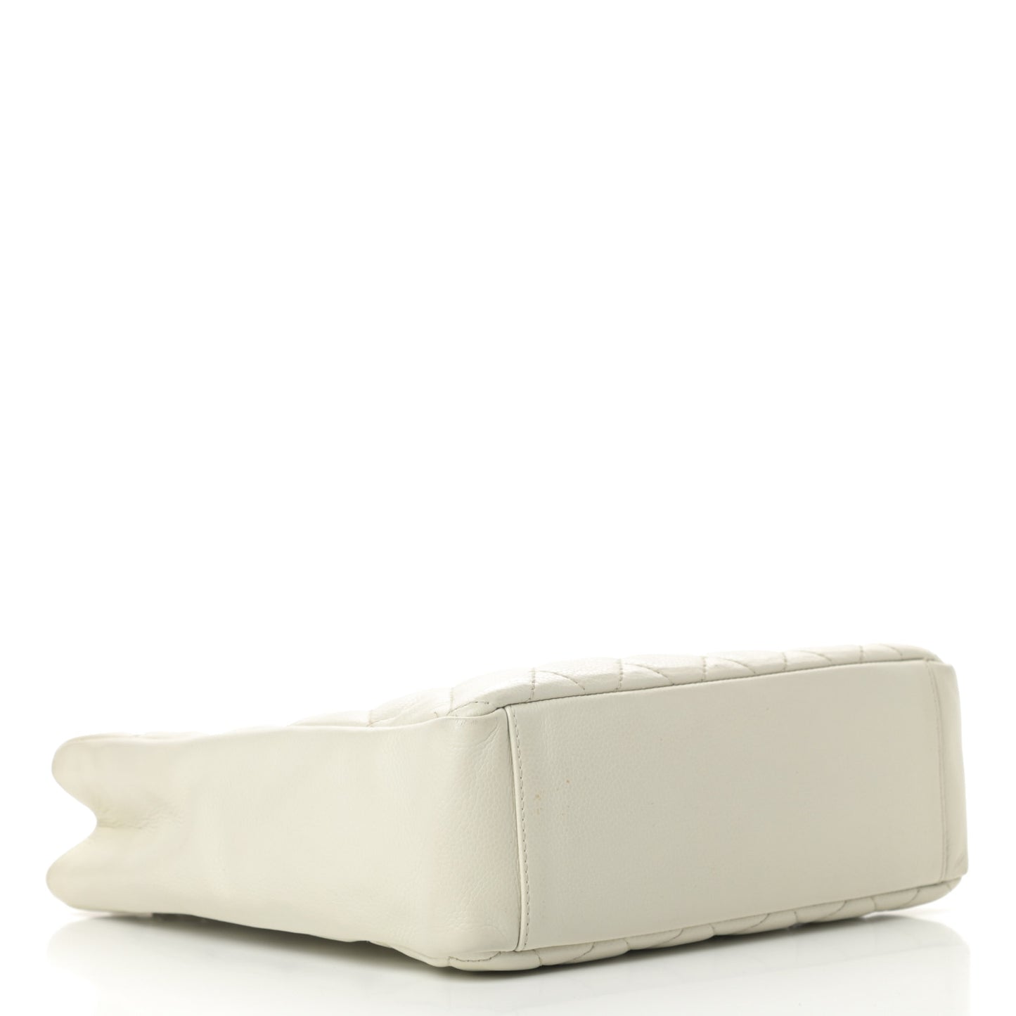 Caviar Quilted Petit Shopping Tote PST White