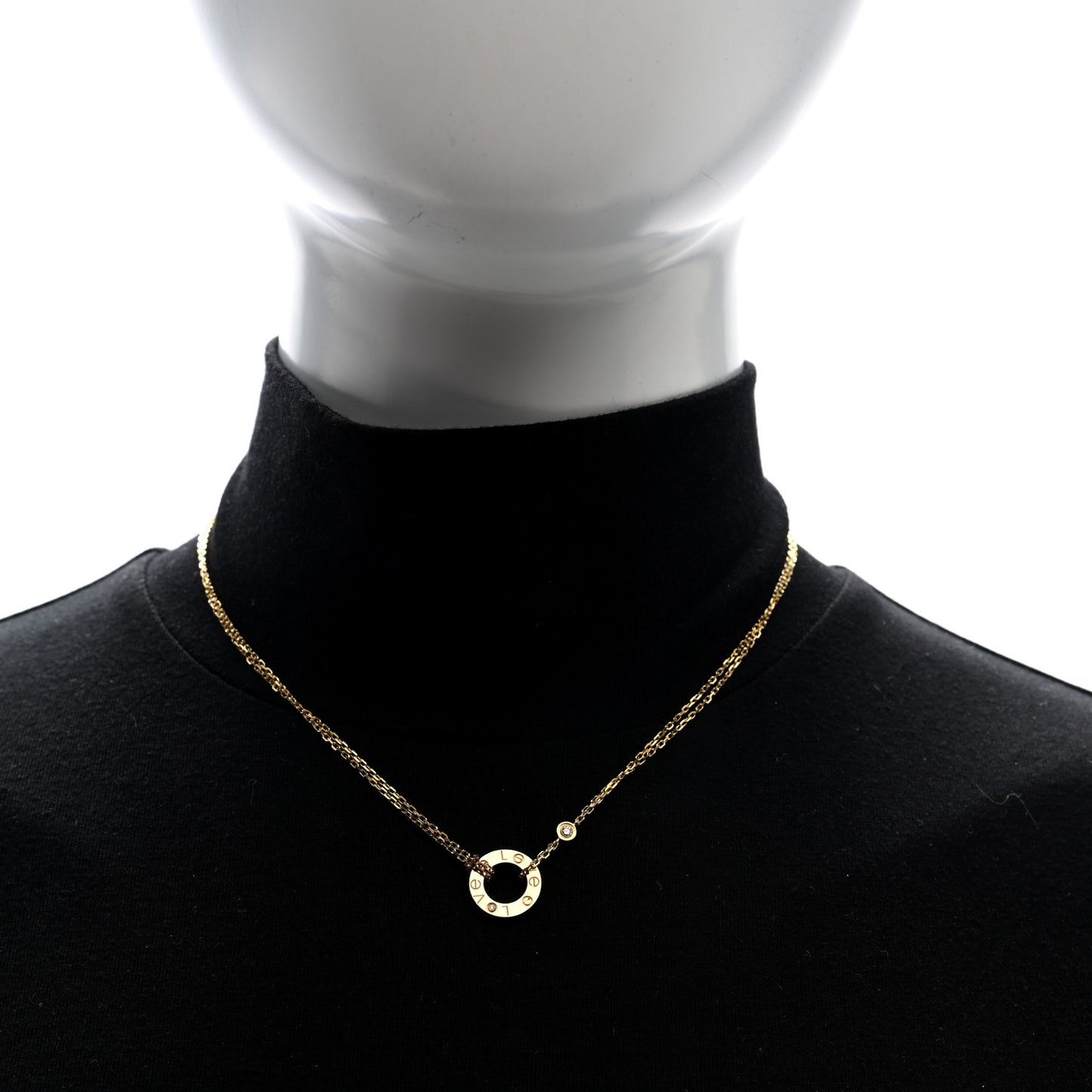 18K Yellow Gold 2 Diamond LOVE Necklace