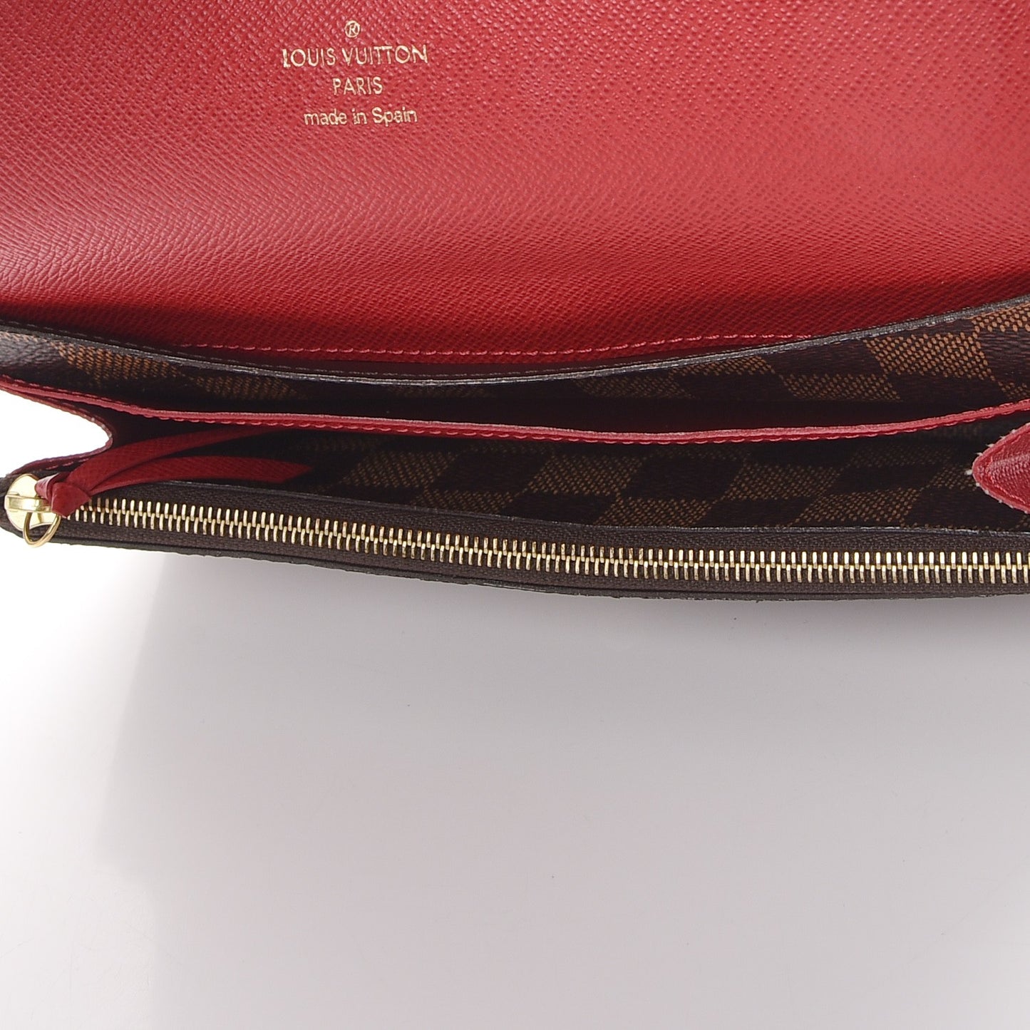 Damier Ebene Emilie Wallet Red