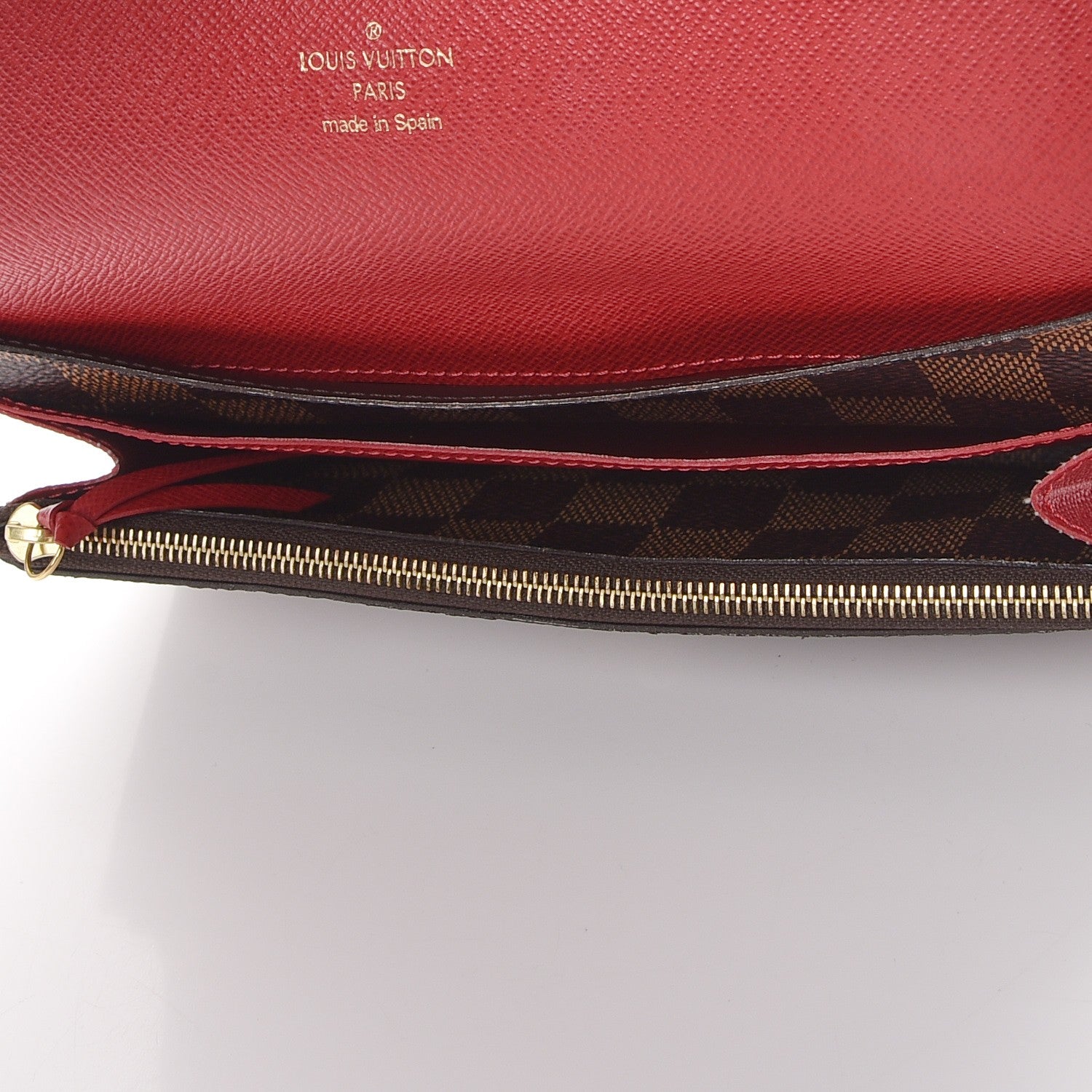 Louis Vuitton Damier Ebene Emilie Wallet Red 5 of 8