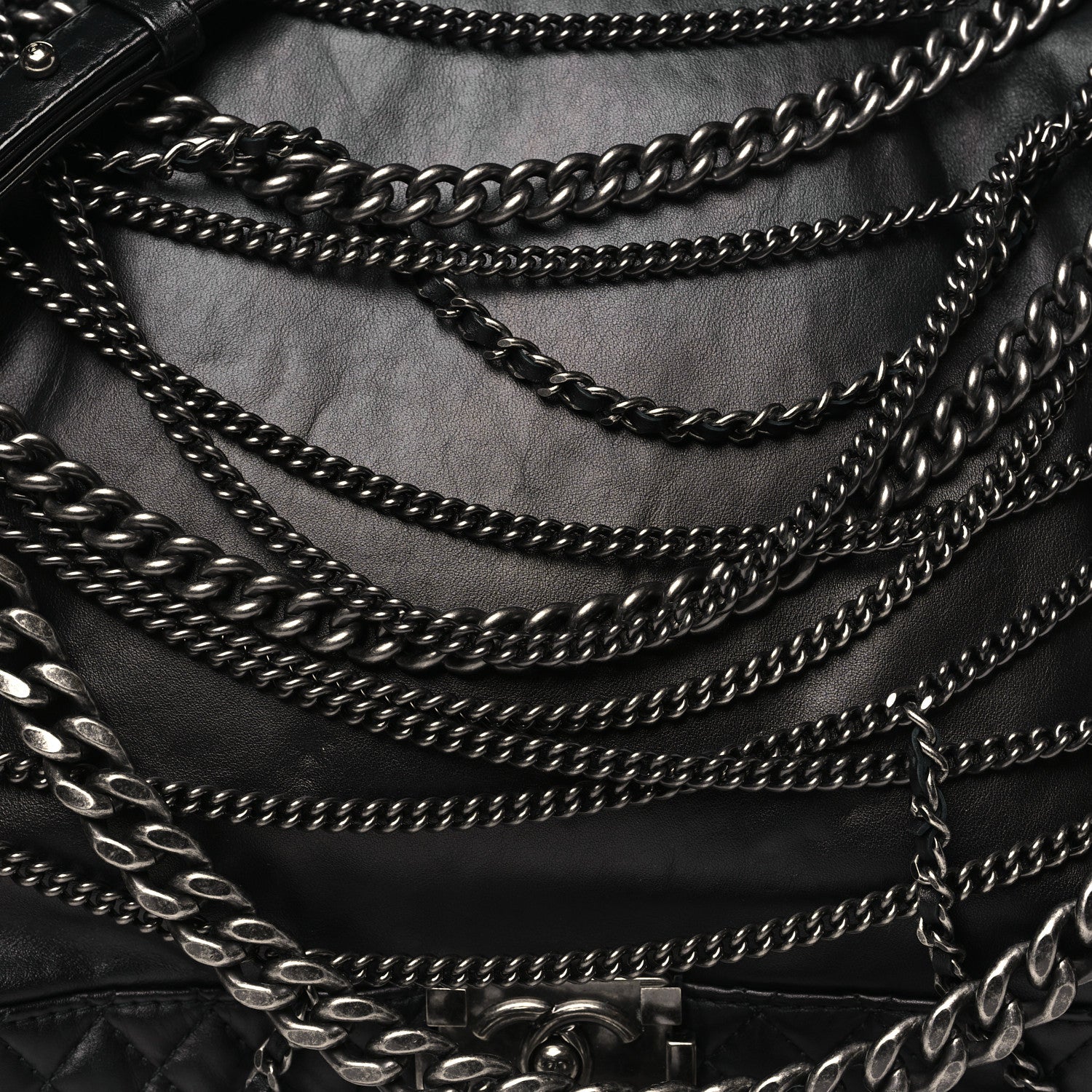 Chanel Calfskin Enchained XL Boy Flap Black 8 of 13