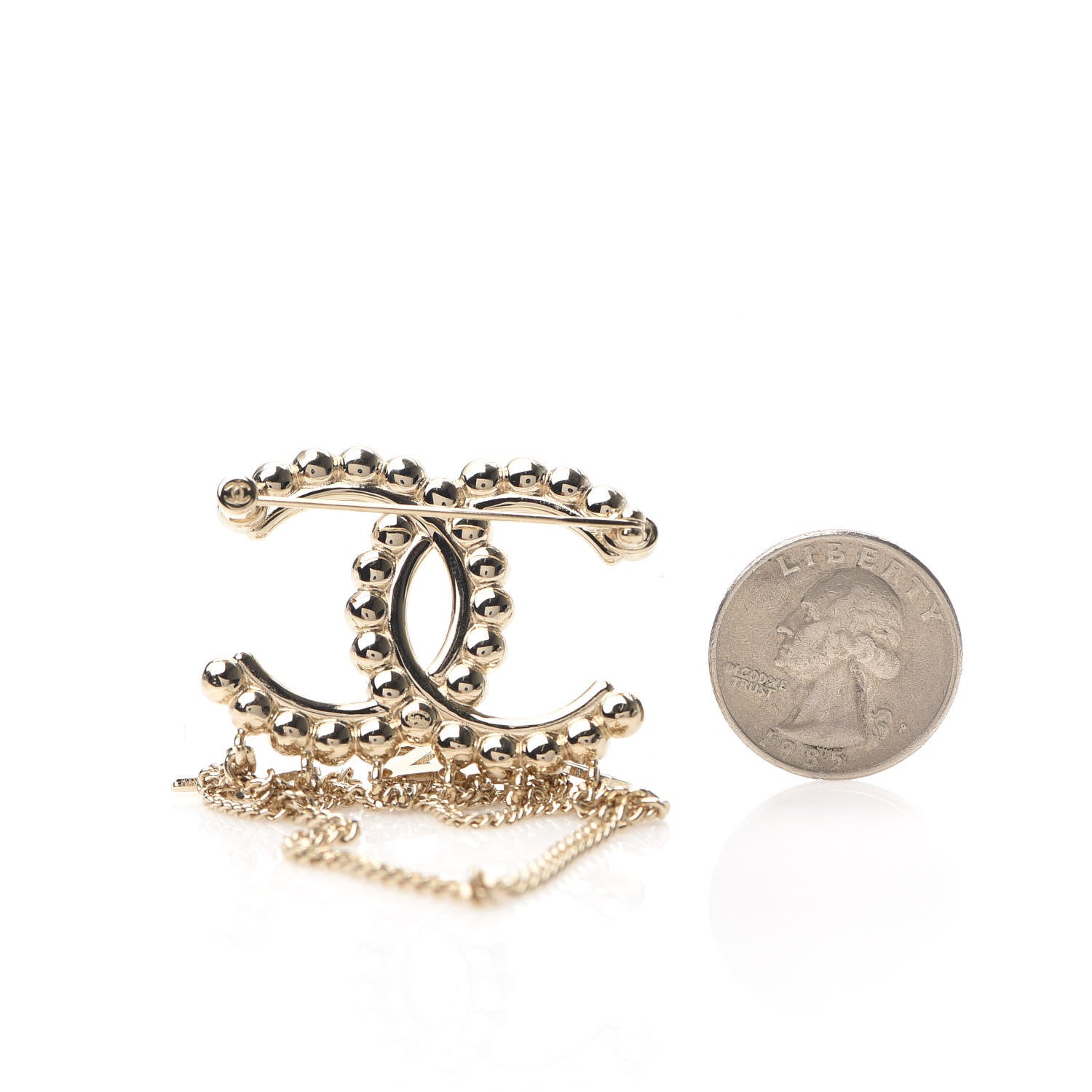 Chanel Metal Crystal Bow-tiful CC Chain Brooch Gold 2 of 4