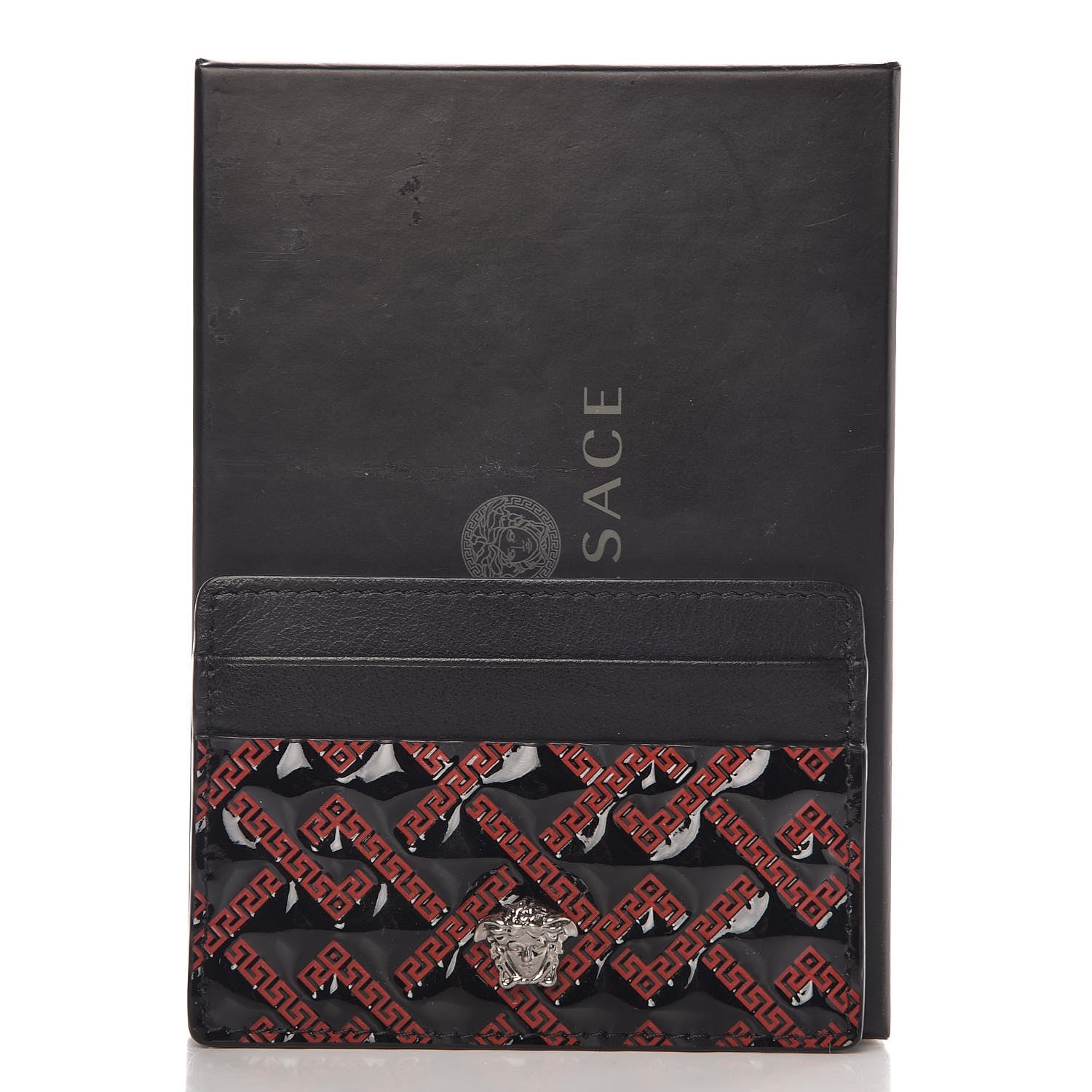 Versace Patent Calfskin Palazzo Card Holder Black 7 of 7