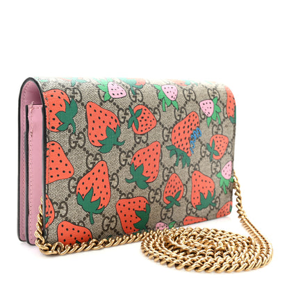 Gucci GG Supreme Monogram Strawberry Chain Wallet 3 of 9
