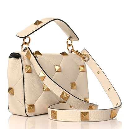 Valentino Garavani Grained Calfskin Medium Roman Stud Shoulder Bag Light Ivory 3 of 8