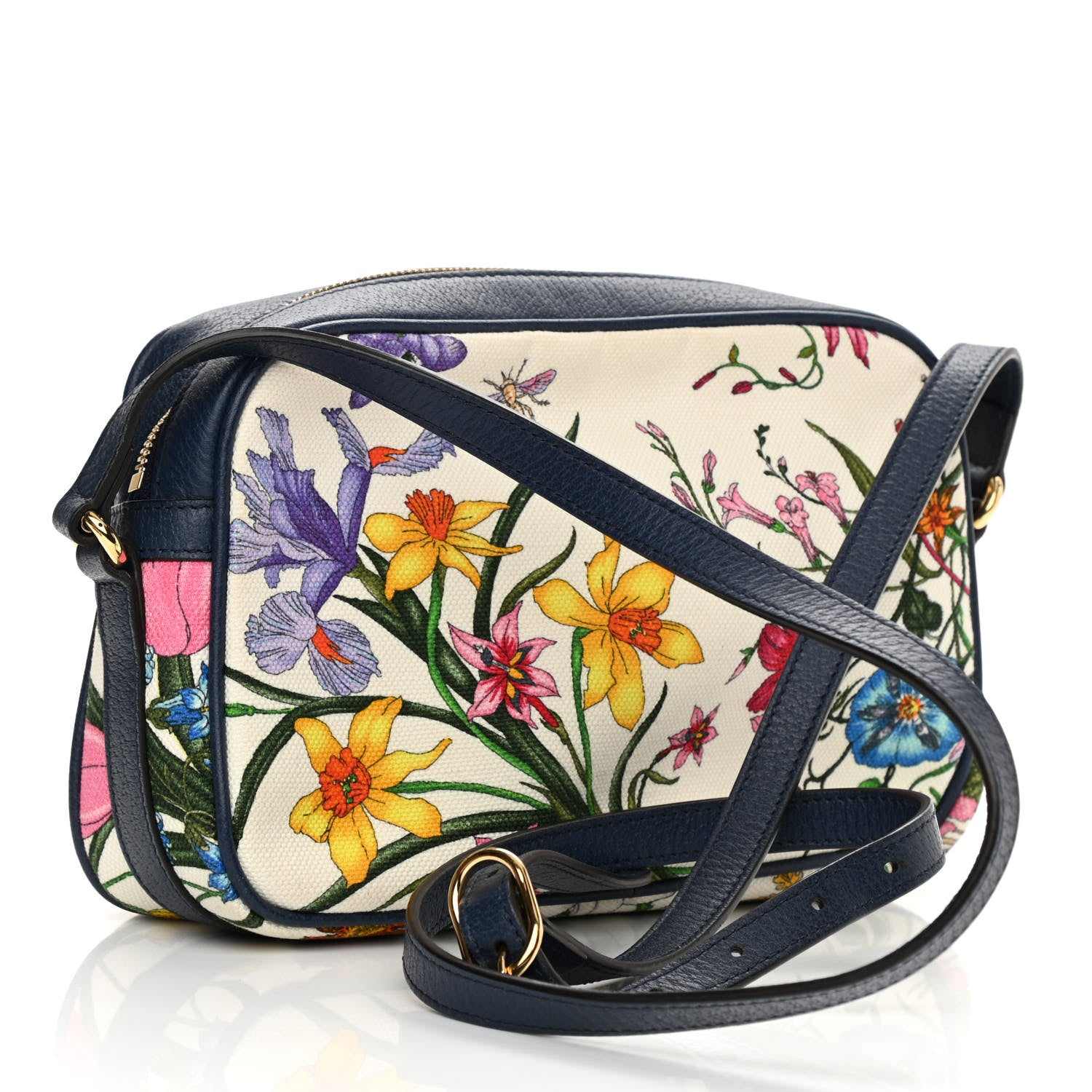 Gucci Canvas Flora Floral Shoulder Bag White Blue Agata Multicolor 3 of 11
