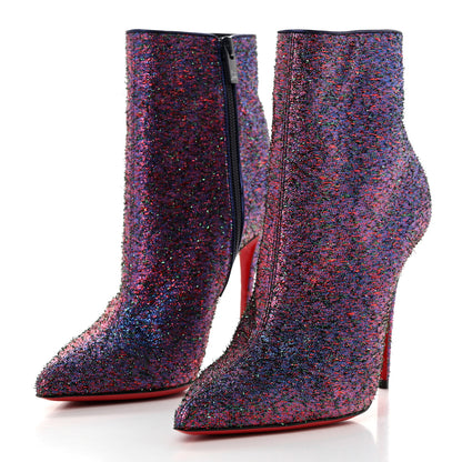 Christian Louboutin Satin So Kate Starlight Booty 100 Ankle Boots 38 Purple Multicolor 3 of 8