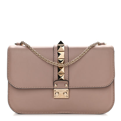 Valentino Garavani Vitello Medium Glam Lock Rockstud Flap Poudre 1 of 9