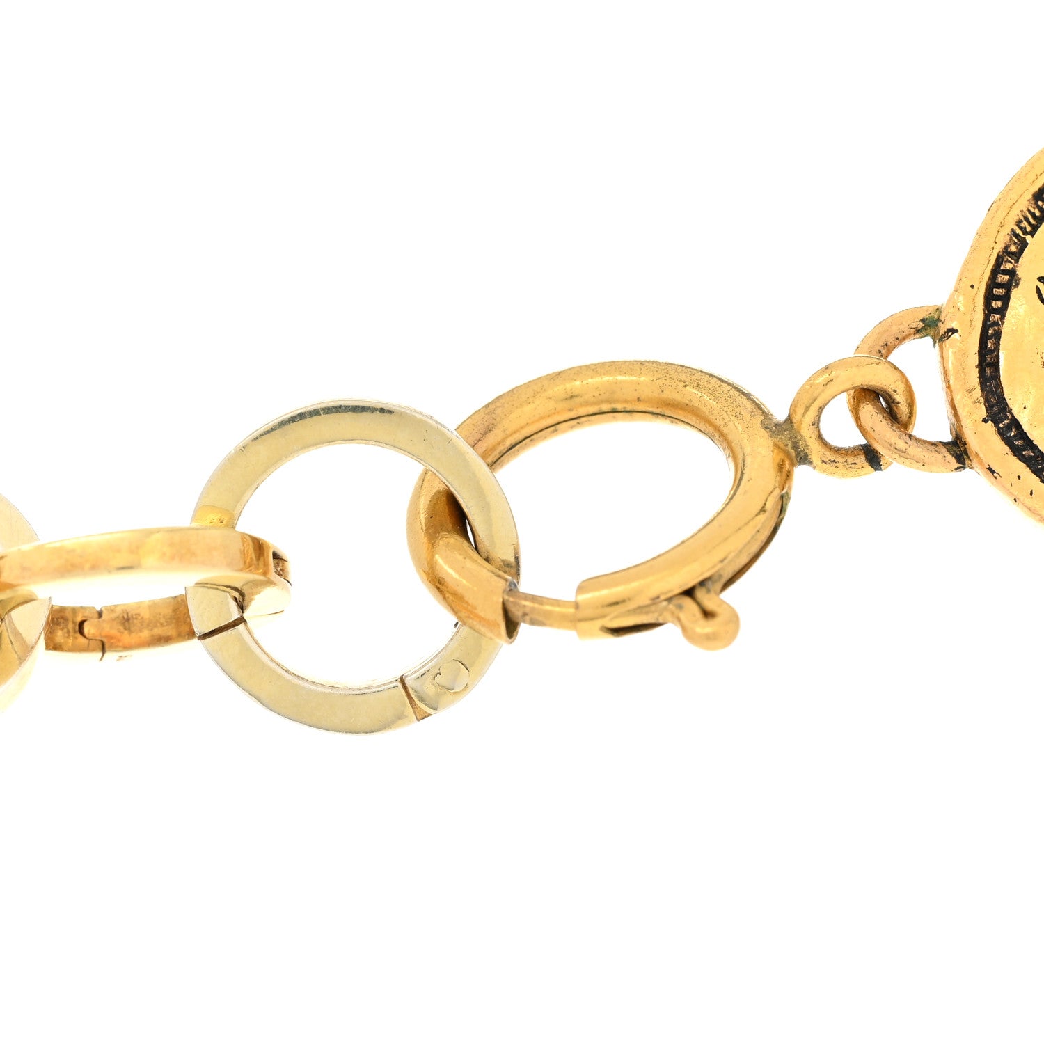 Chanel Metal Regal Crown CC Medallion Necklace Aged Gold 5 of 8
