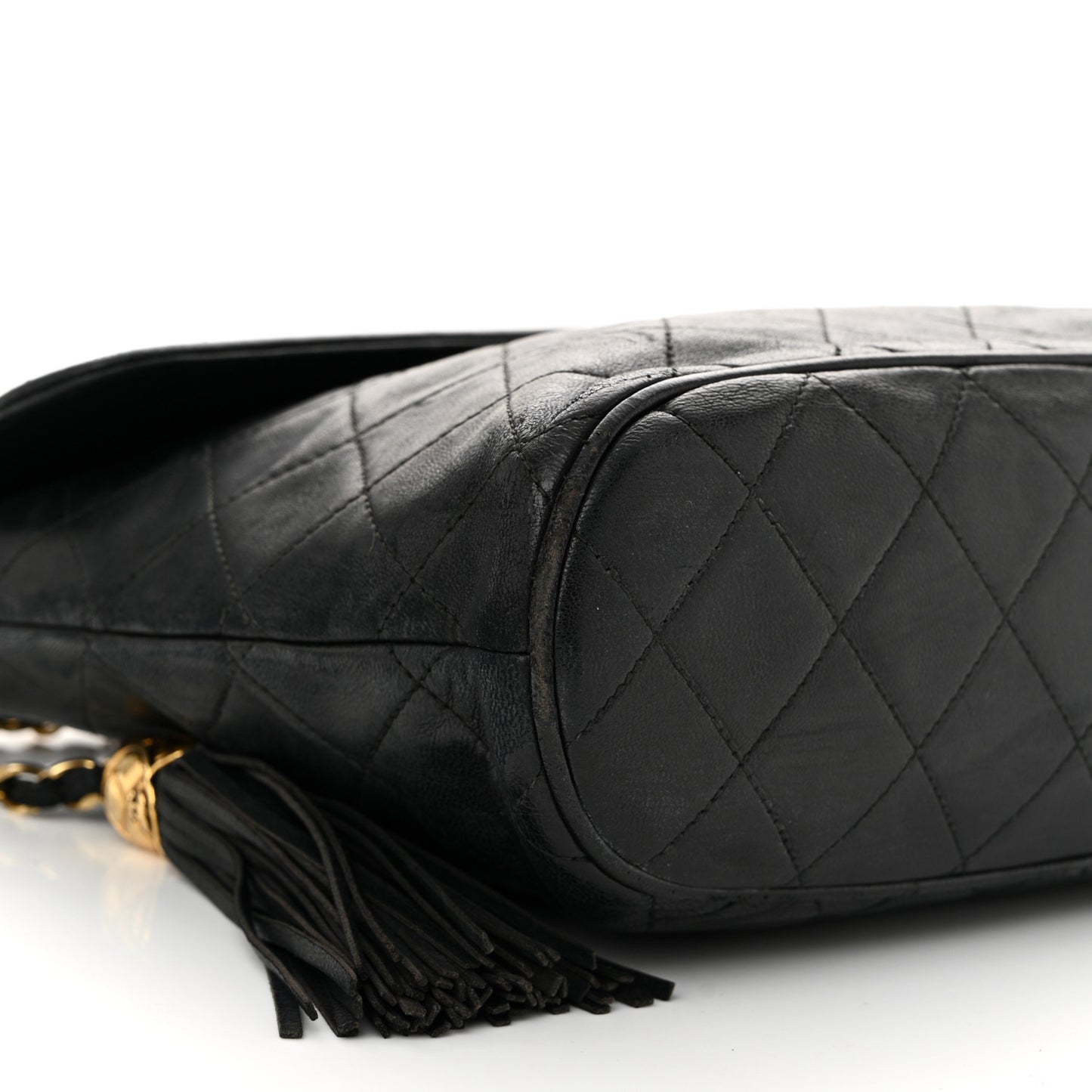Lambskin Quilted CC Tassel Flap Black