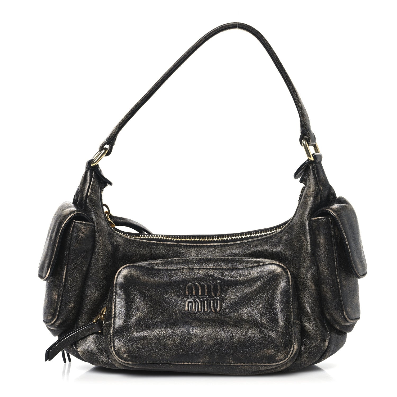 Miu Miu Distressed Nappa Pocket Bag  Sand Coffee 1 of 9