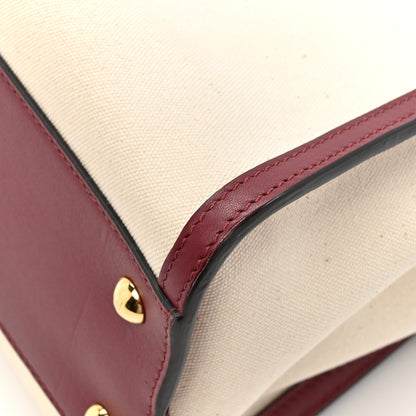 Fendi Canvas Calfskin Crocodile Embossed Medium Peekaboo Iconic Satchel Grezzo Barolo Bubblegum 14 of 17